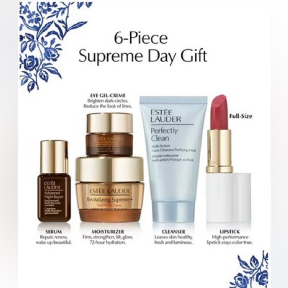 Estee Lauder 6 Pc Gift Set Revitalizing Supreme Creme, Serum, Eye Care, Lipstick - Picture 13 of 13